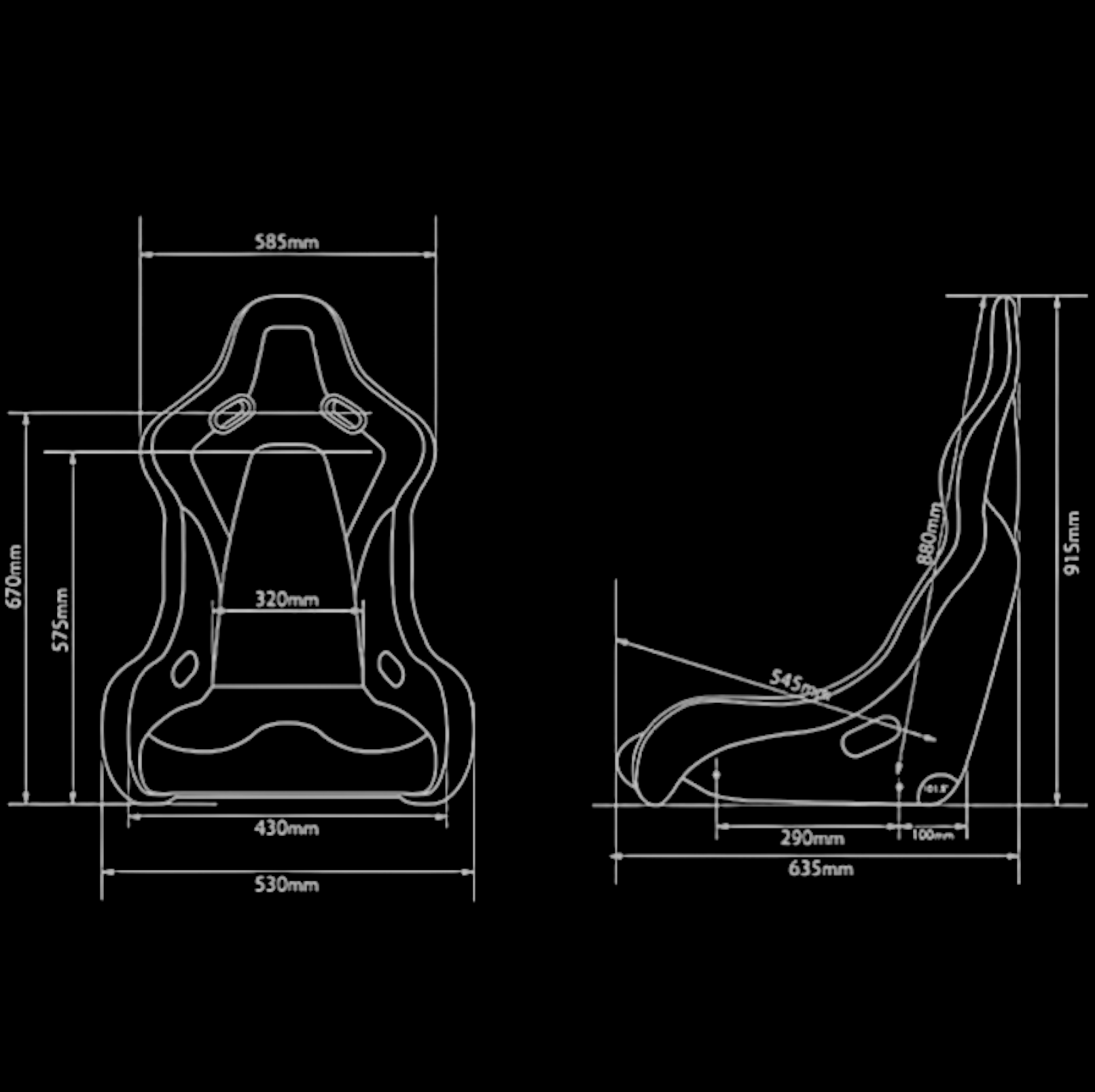 FALCON-S Series Fixed Back Bucket FRP Composite Seat