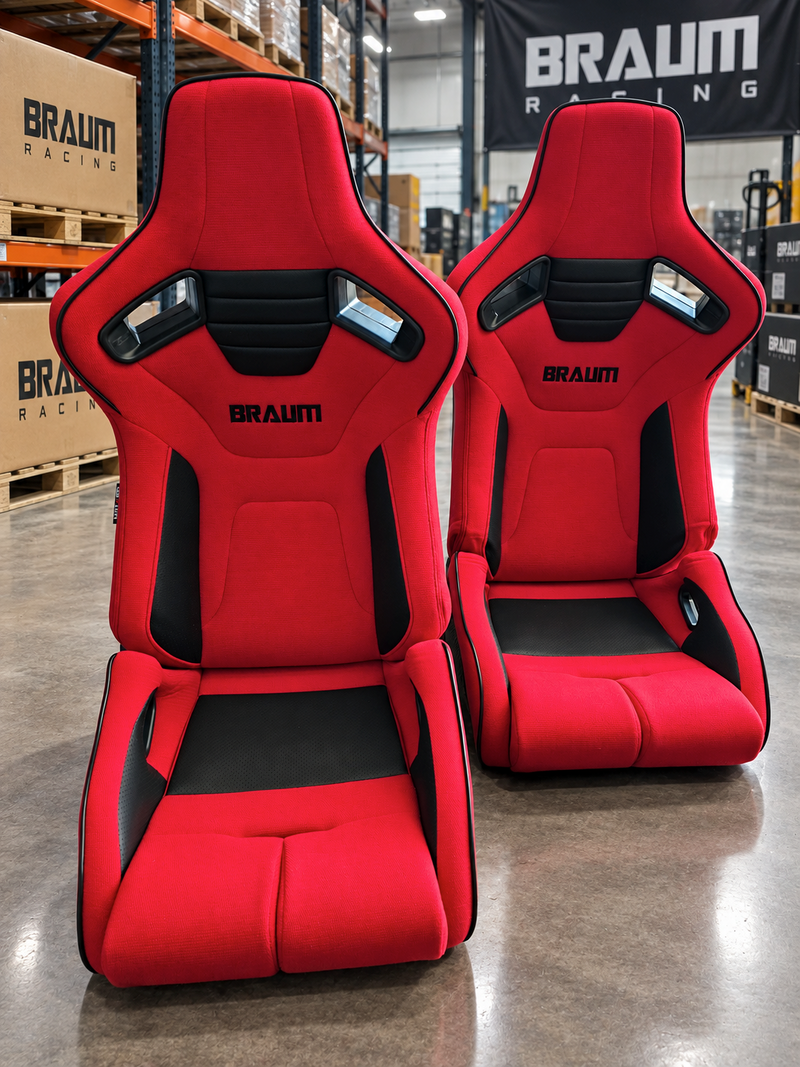 ELITE R Series Sport Reclinable Seats - Red Cloth / Black Trim  [Opened Box]